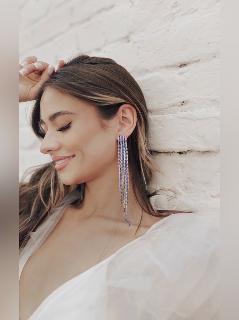 Untamed Petals Baltic Drop in Cobalt Statement Earrings NWT